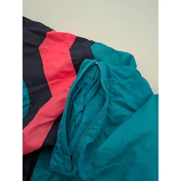 Vintage 80's Adidas 2XL Teal Navy Neon Pink‎ Color Block Track Jacket Football